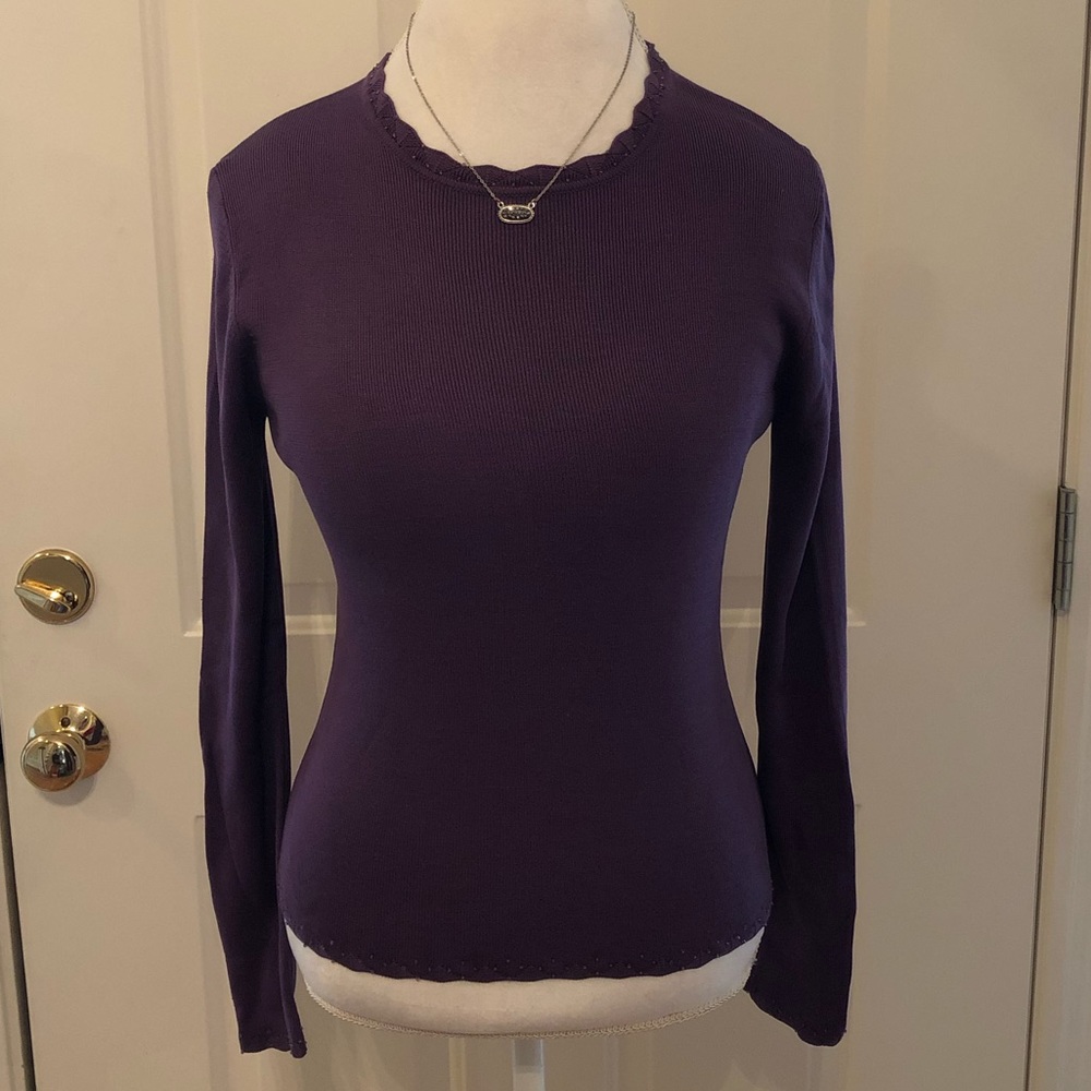 Harold’s purple silk sweater with beads